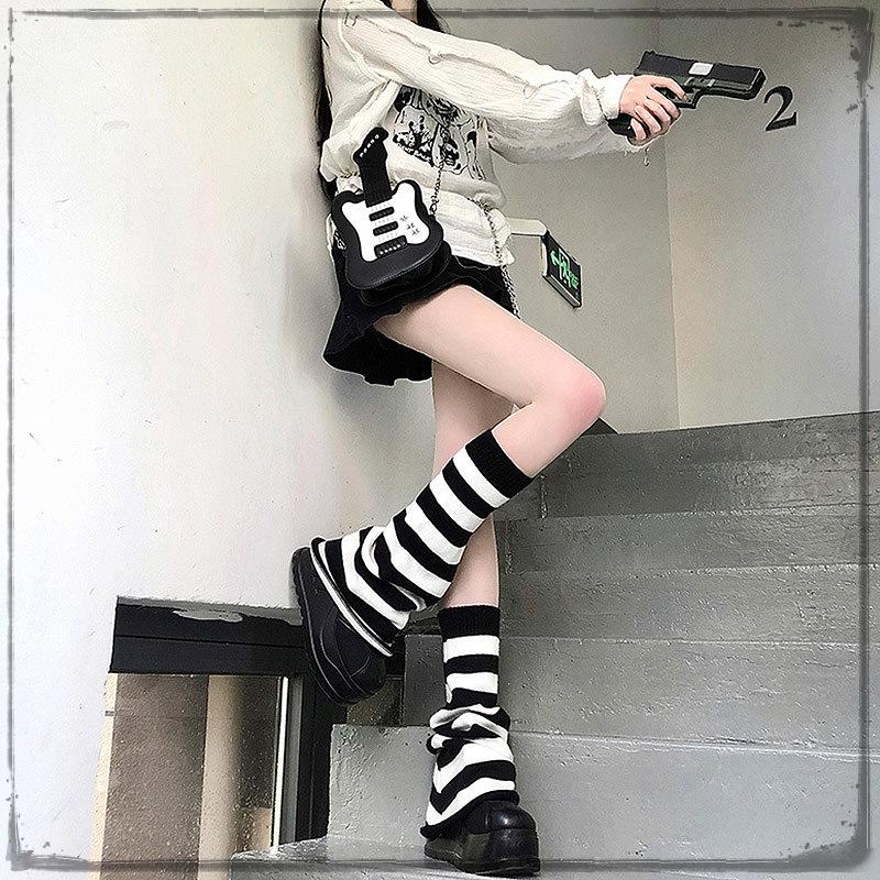 Women's Korean Style Knit Wool Leg Warmers - White Calf Socks for Autumn & Winter