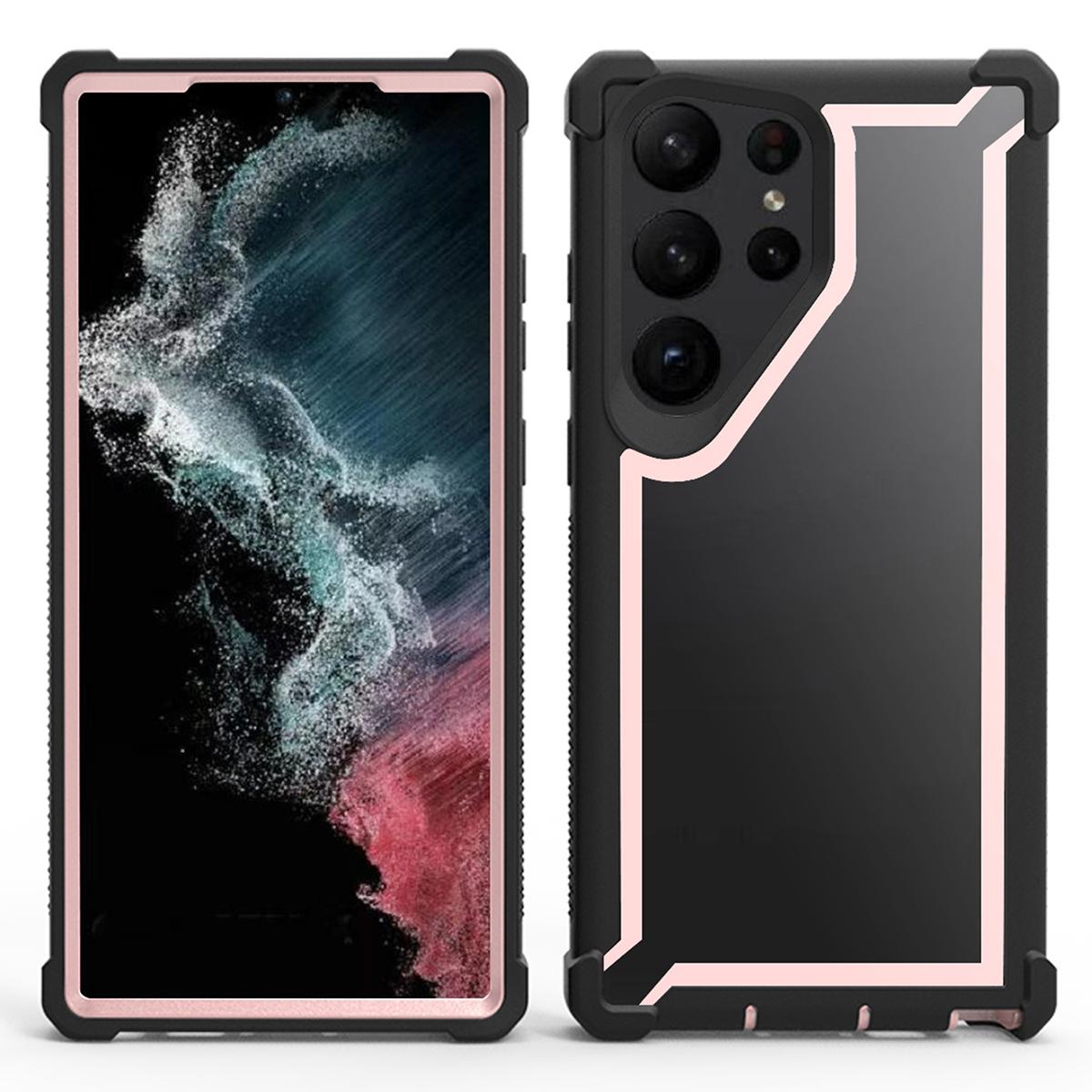 

For Samsung Galaxy S23 Ultra Case Reinforced Corner Design TPU+PC Shockproof Phone Cover Black/Rose Gold