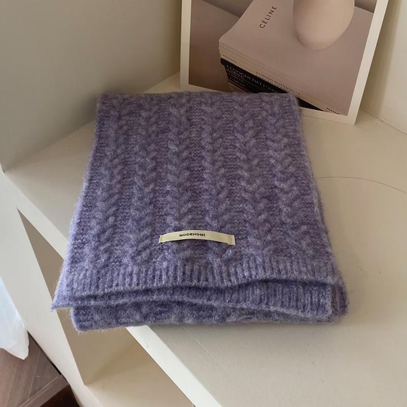 Retro Twist Long Label Knitted Wool Scarf for Women Autumn and Winter Korean Style Versatile Warm and Thickened Student Scarf Couple Style