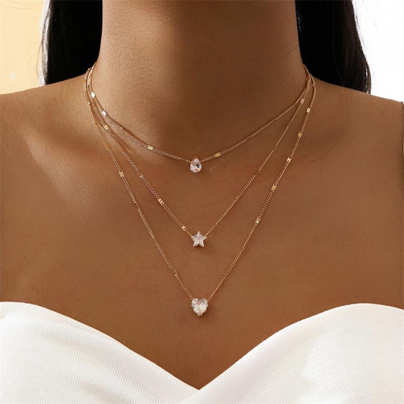 Vintage Double Round Charm Layered Necklace Women's Jewelry Layered Accessories for Girls Gifts Bohemian Fashion Pendant