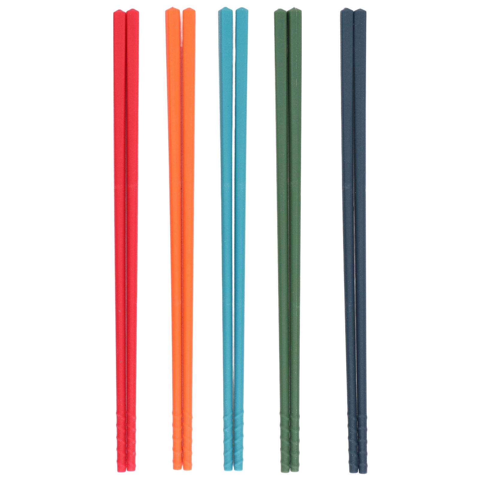 

24cm 5 Color Chopsticks Set Silicone Stainless Steel Chopsticks Reusable Anti Slip Kitchen Tableware