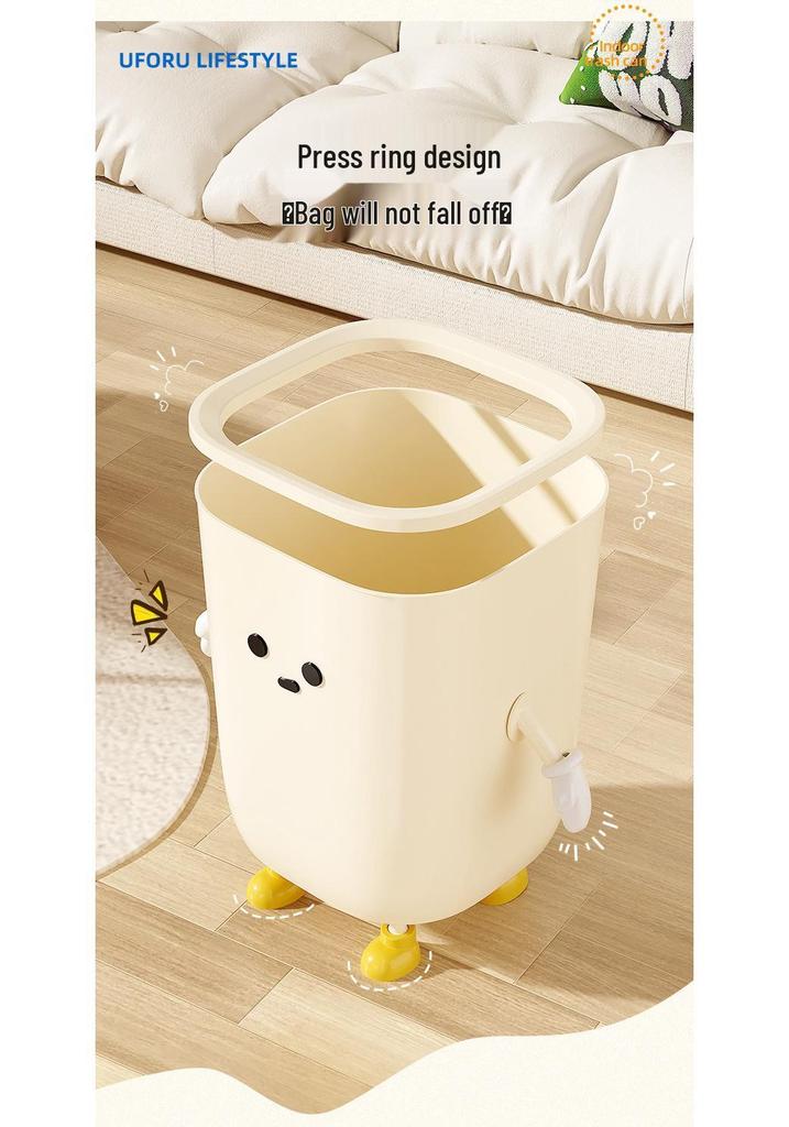 Cute Cartoon Trash Can with Paper Holder - Large Capacity for Home, Dorm, or Bedroom Use