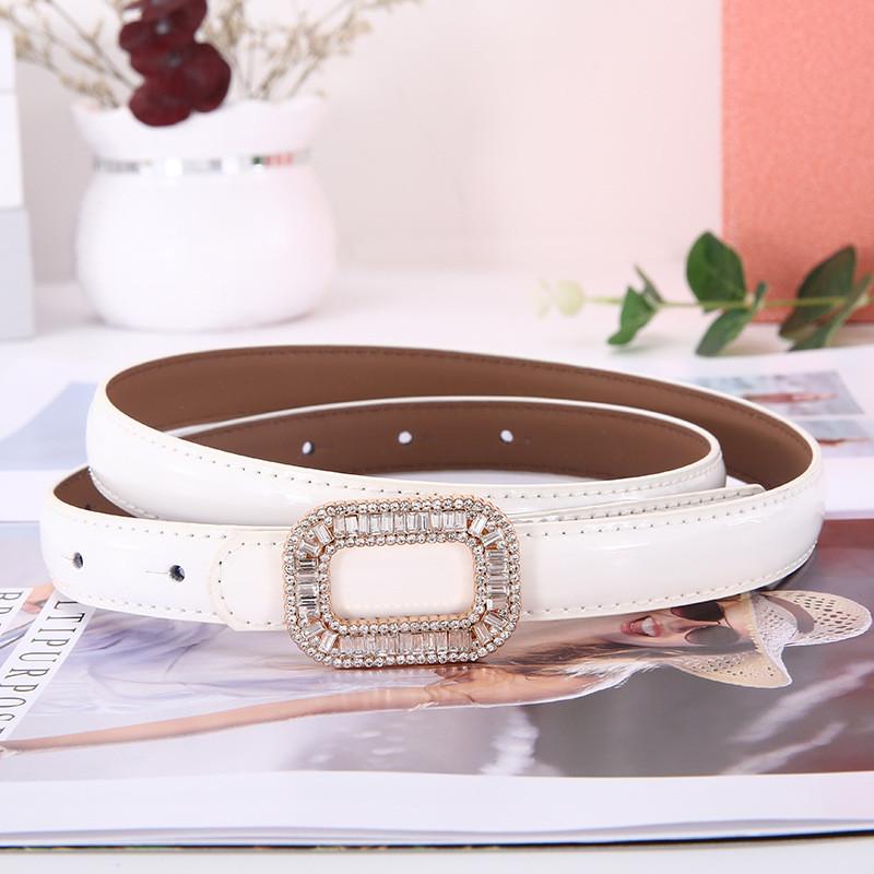 Leather Womens Belt With Artificial Pearls And Rhinestone Decor For Elegant Outfit
