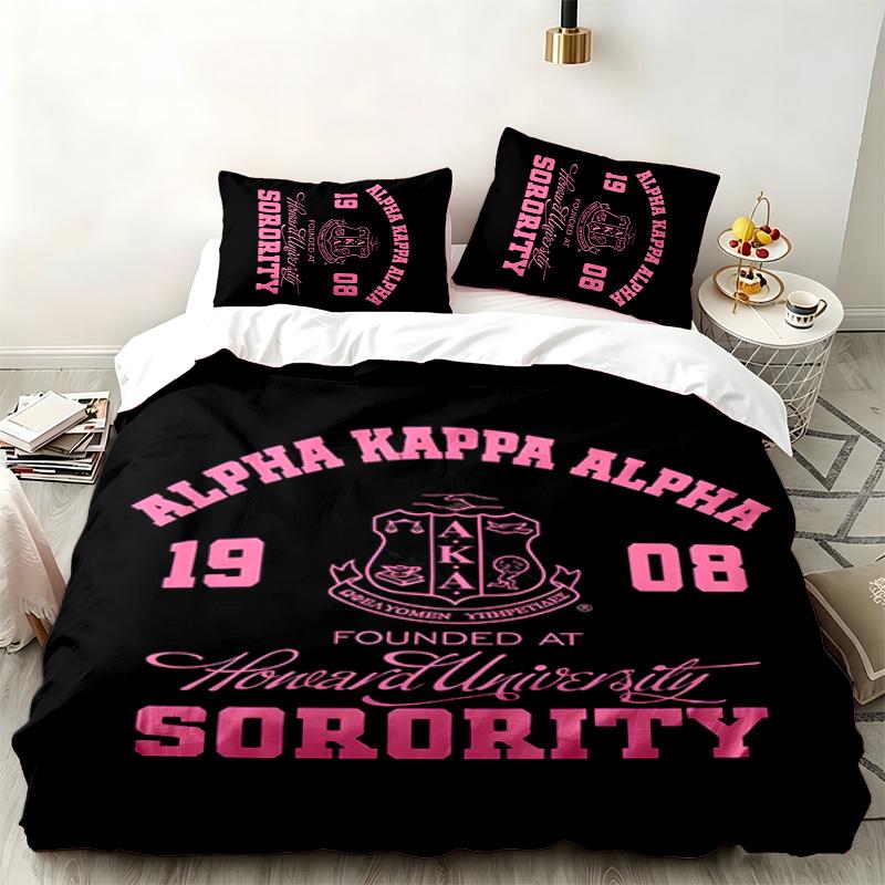 Alpha Kappa Alpha Sorority 3pc Set Perfect for Bedroom Use Comfortable Bedding Set Includes a Duvet Cover and Two Pillowcases Ideal Birthday or Christ