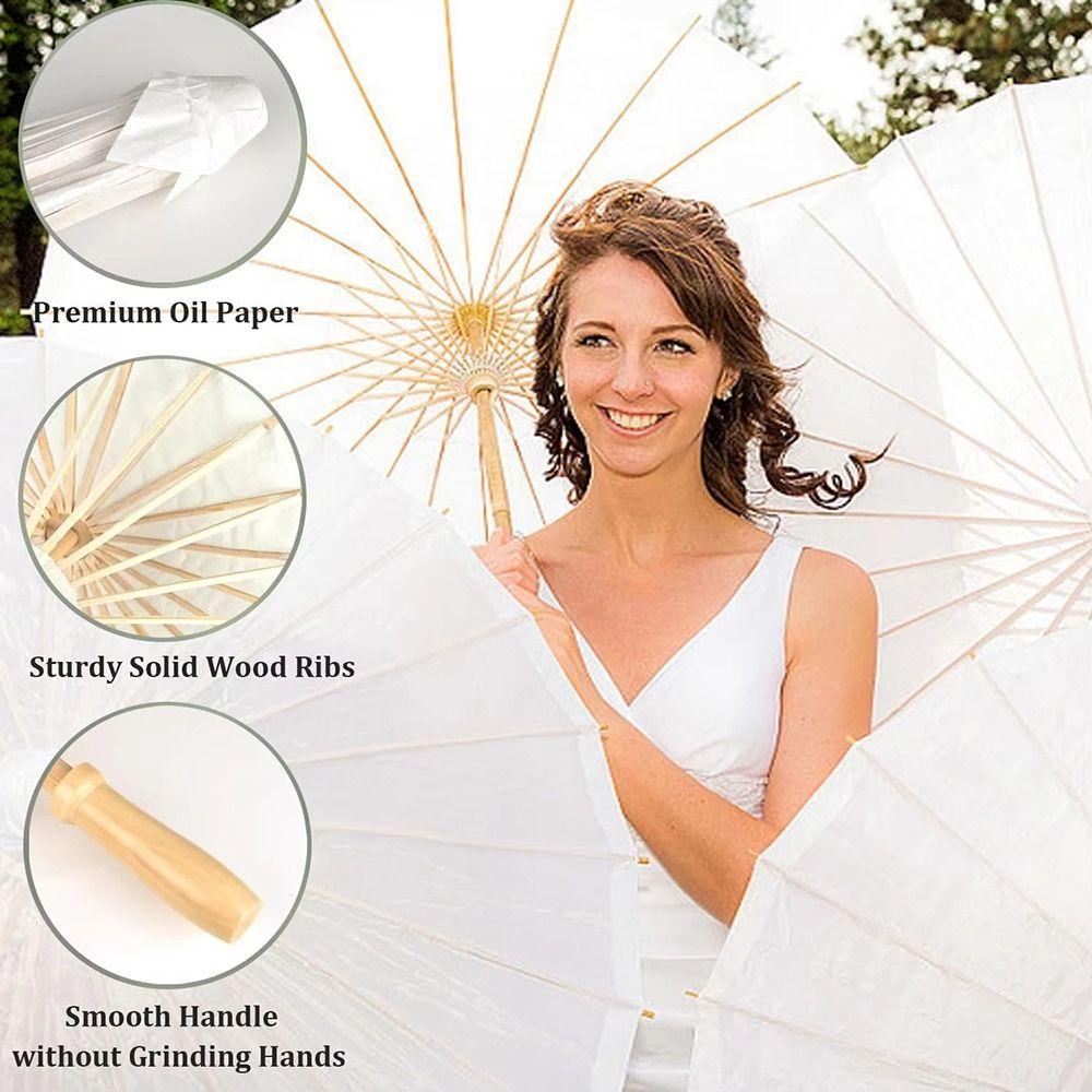 1Pcs Long-handle Paper Umbrella Dia 60/84cm Photography Prop  for Anniversary Wedding Party