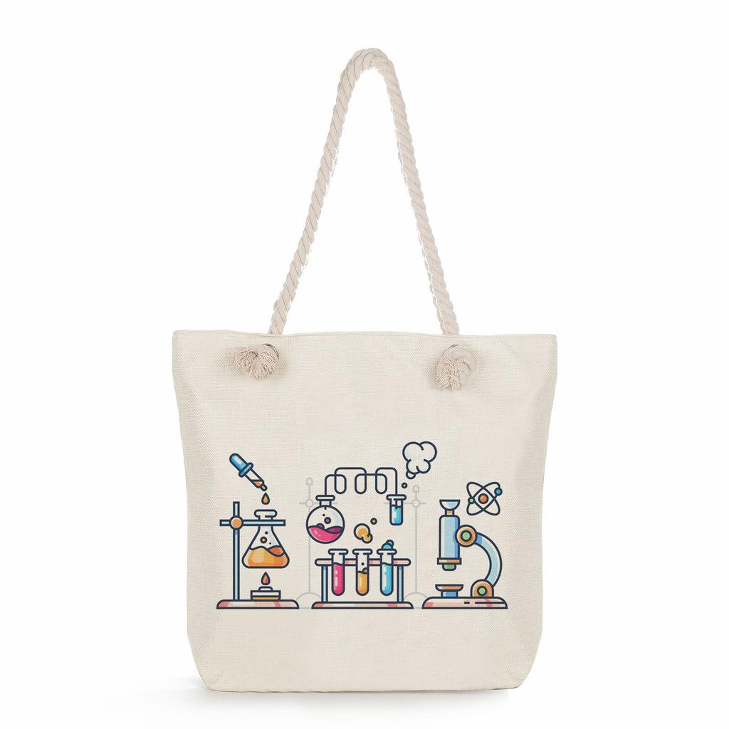 Physical Chemistry print thick rope single-shoulder beach bag 7216