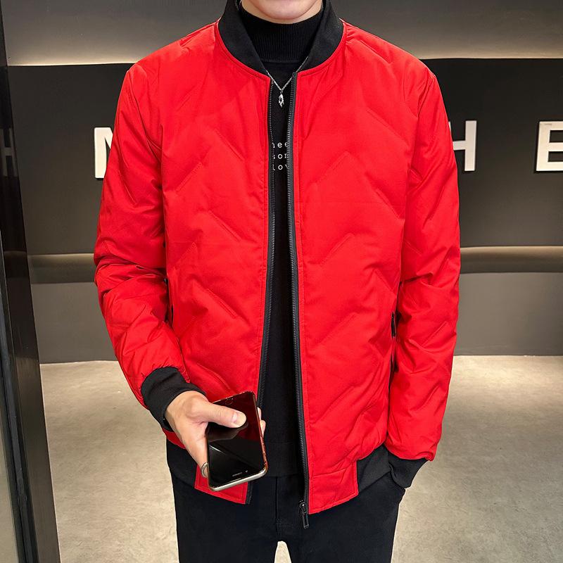 Di Yu Shen Long Men's Winter Baseball Collar Down Jacket - Thick, Warm, White Duck Down Casual Outerwear for Cold Protection