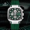 Mens Square Chronograph Watches Waterproof Luminous Quartz Wrist Watch with Silicone Strap