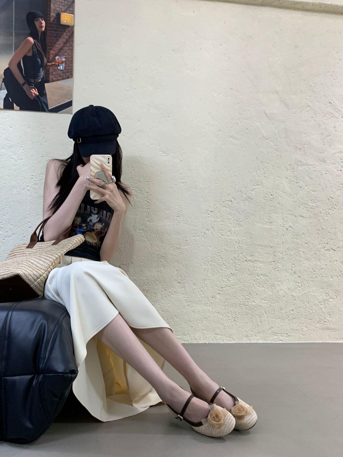 

Французские ретро туфли Мэри Джейн с маленьким бантиком, нежно-розовые, одинарные туфли, туфли феи, весна и лето, вечерние, вечерний бриз, нежные туфли 39 абрикосовый