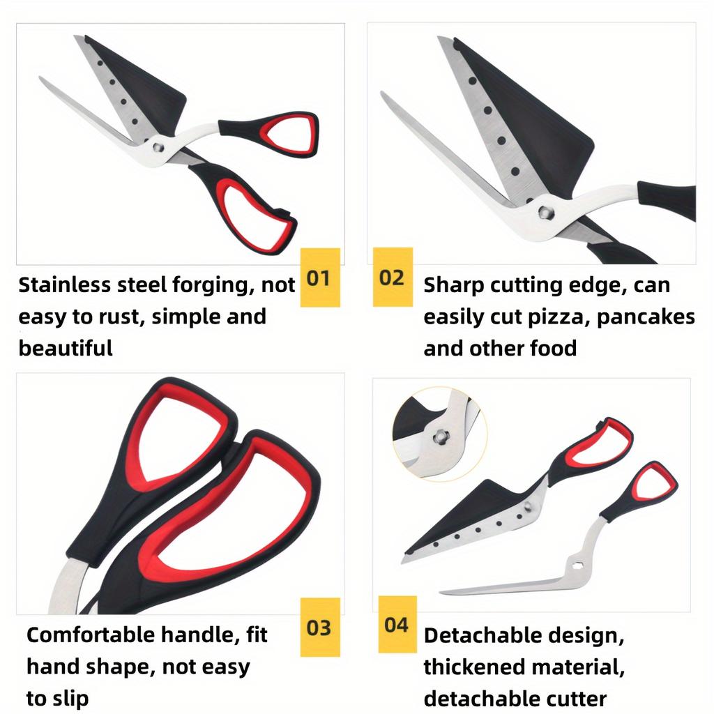 2-In-1 Pizza Cutter Food-Grade Stainless Steel Material And Soft Grip Handle Multi-Functional Kitchen Divider