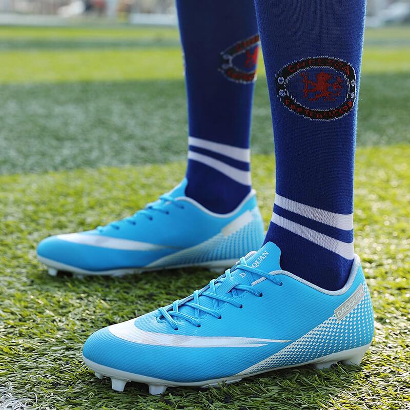Herren Leder Fußballschuhe für Jungen Mädchen Kinder Jugendliche Gebrochene Stollen Flacher Boden für Training Sport Outdoor Stollenstiefel