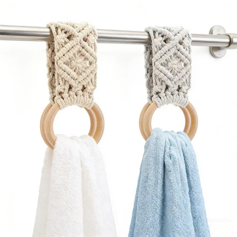 Cotton Rope Hand Towel Hanger Boho Style Wall Towel Rack New Towel Ring Holder  Washroom