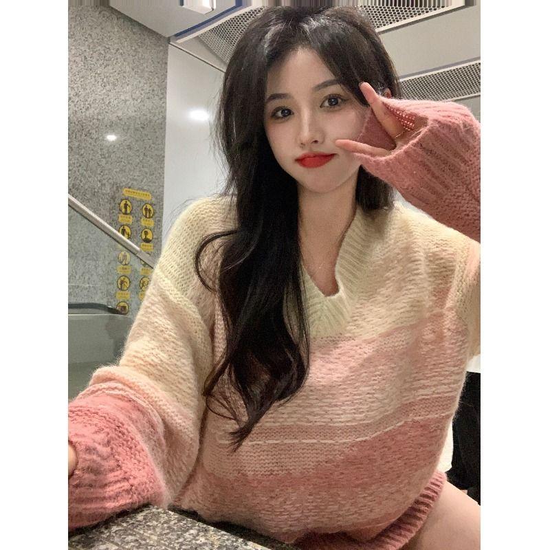 Pull-over à Col En V Pour Femmes En Bleu