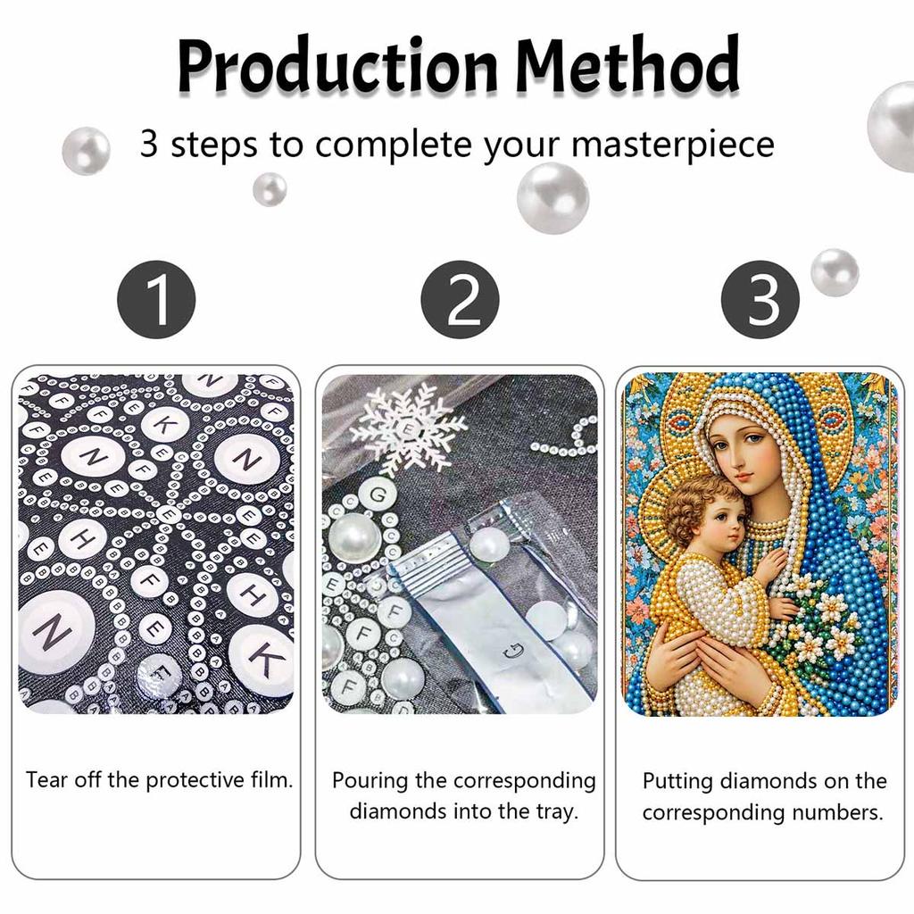 DIY 3D Pearl Diamond Painting Art Set Mother And Family Floral Home Decor Art Set Wall Art