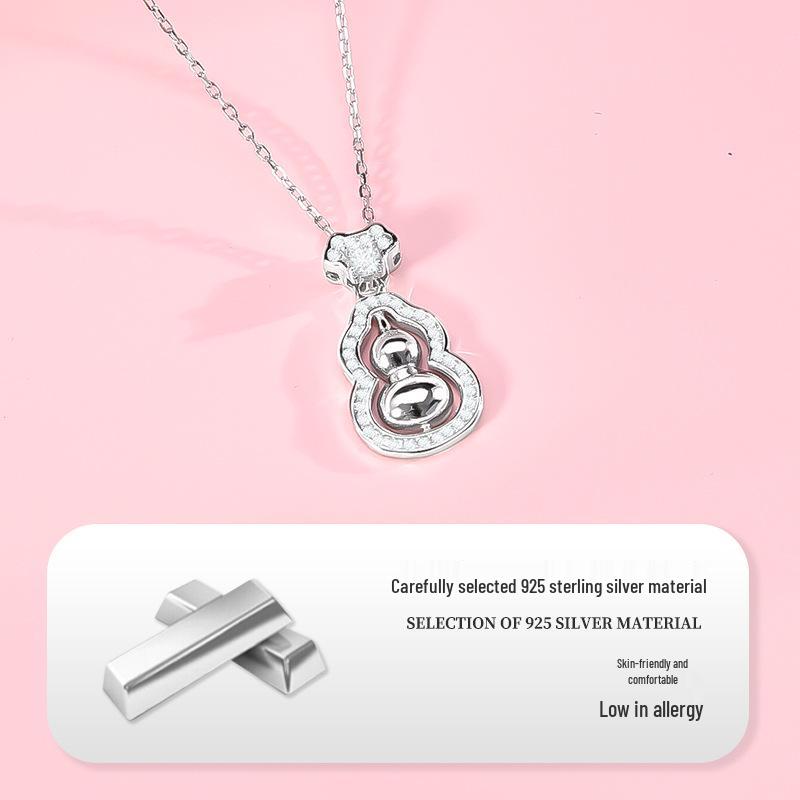 New Chinese Style S925 Sterling Silver Gourd Clavicle Necklace for Women - Trendy Niche Design