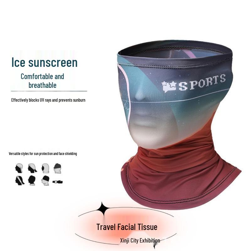 Men's Ice Silk Sun Protection Arm Sleeves & Face Mask for Outdoor Cycling & Sports
