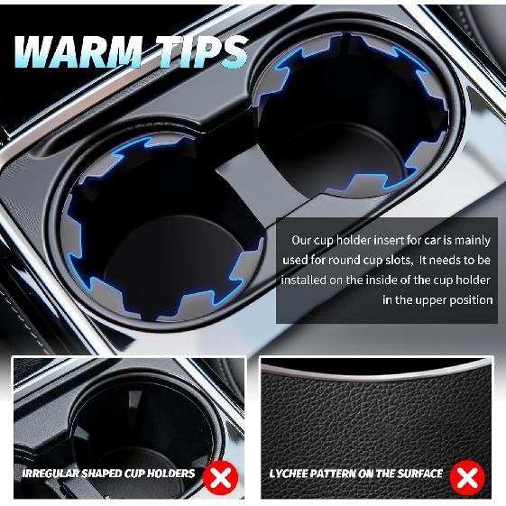 6PCS Upgraded Silicone Car Cup Holder ert with Arc Leaf Design,Soft Cupholder ert for Car to Reduce Cup Sliding & Shaking,Large Adhesive Backing Cups