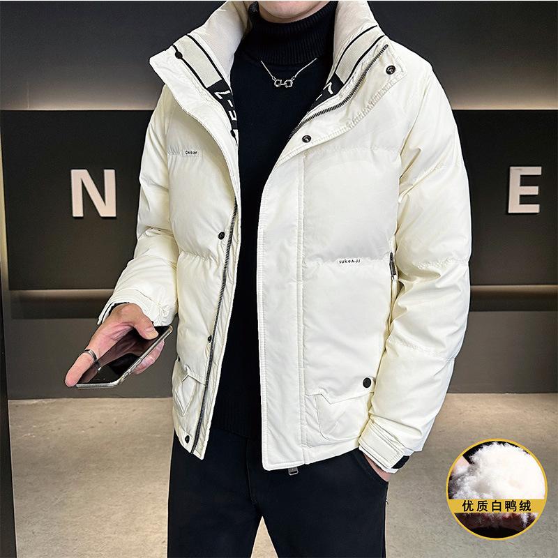

Men s down jacket trendy brand slim stand-up collar winter new casual thickened warm bread jacket trendy men s jacket 4XL