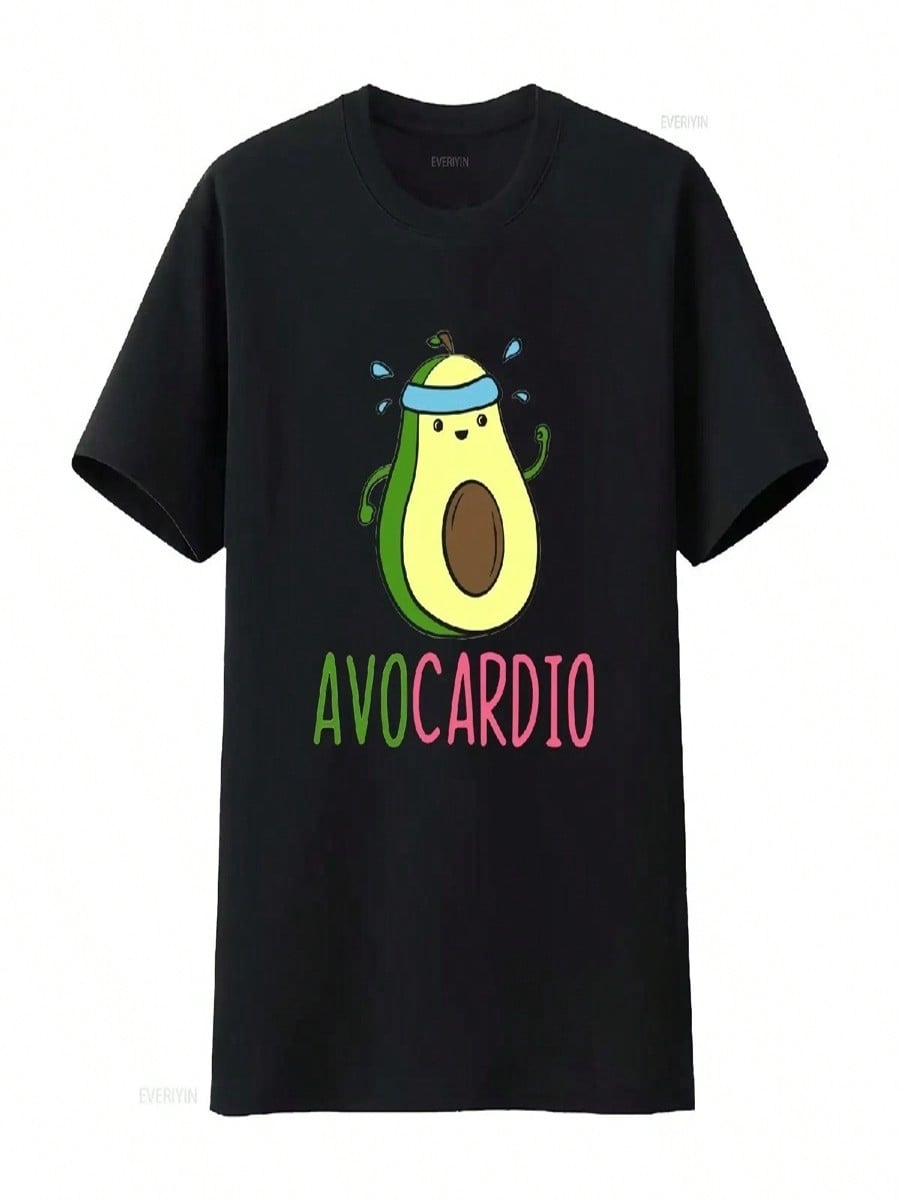 Avocardio Gym Workout Avocado Avo Cardio T Shirt Baggy Boyfriend 2320 Vintage Washed Breathable Designer Clothes Fashion S разноцветный
