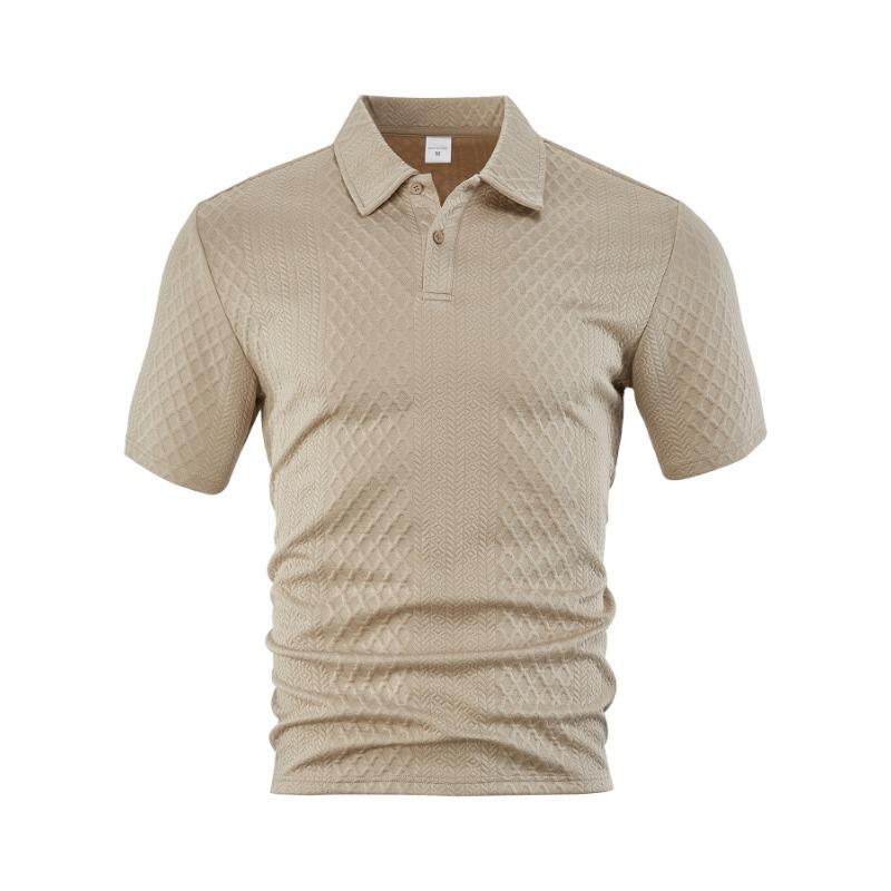 Men's Casual Short Sleeve Textured Polo Shirt