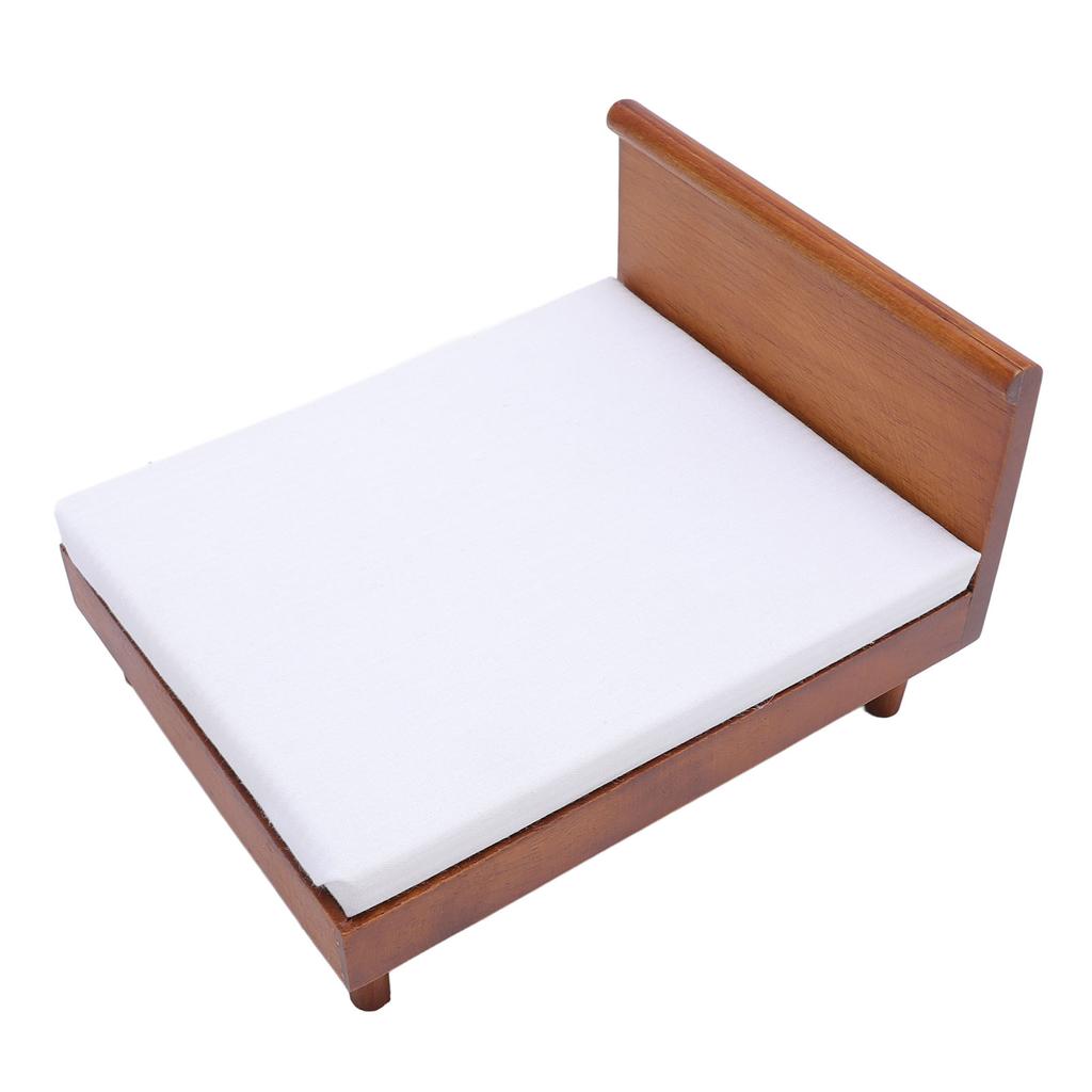1:12 Wooden Dollhouse Bed Detailed Realistic High Simulation Miniature Furniture Bed for Home Decor