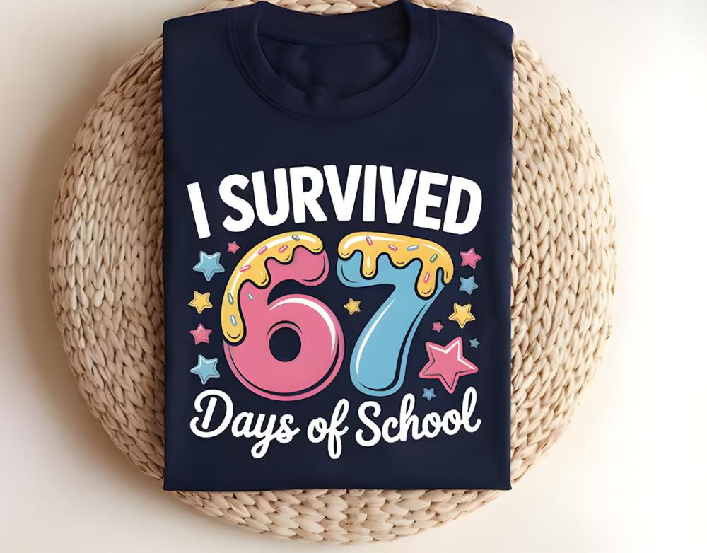 

I Survived 67 Days Of School Shirt, Funny 6 7 Six Seven Tee, Teacher Shirt 4XL