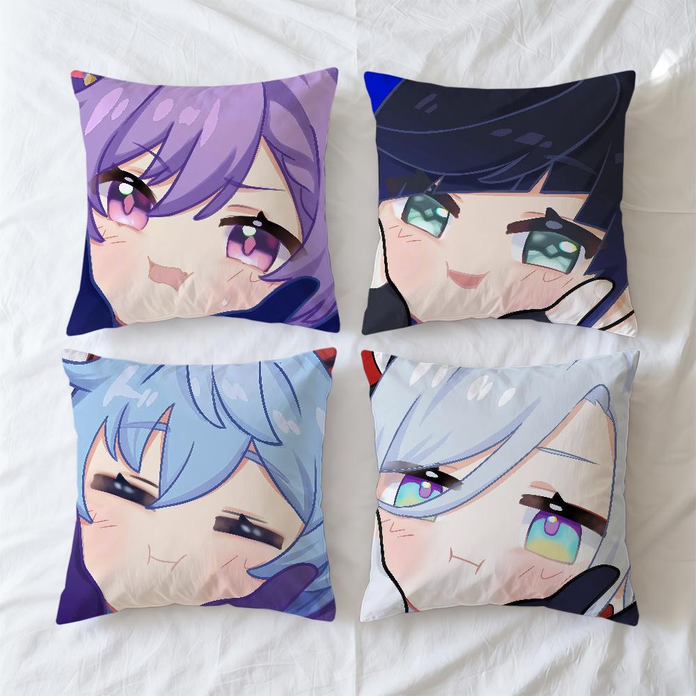 Cushion Soft Case Sofa Living Genshin Q Room Face Home Comfortable Office Game Decor Protective Pillow Cupping Impact Covers