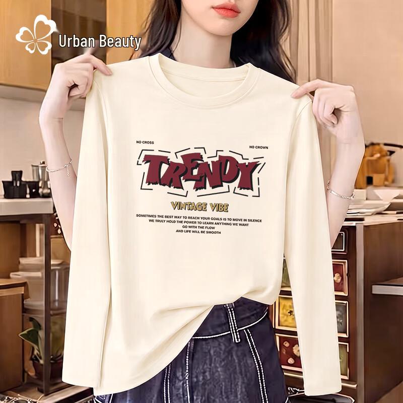 Women's American Retro Long-Sleeve Crew Neck T-Shirt