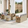 8-piece Garden Sofa Set with Beige Cushions Poly Rattan Acacia 3365072