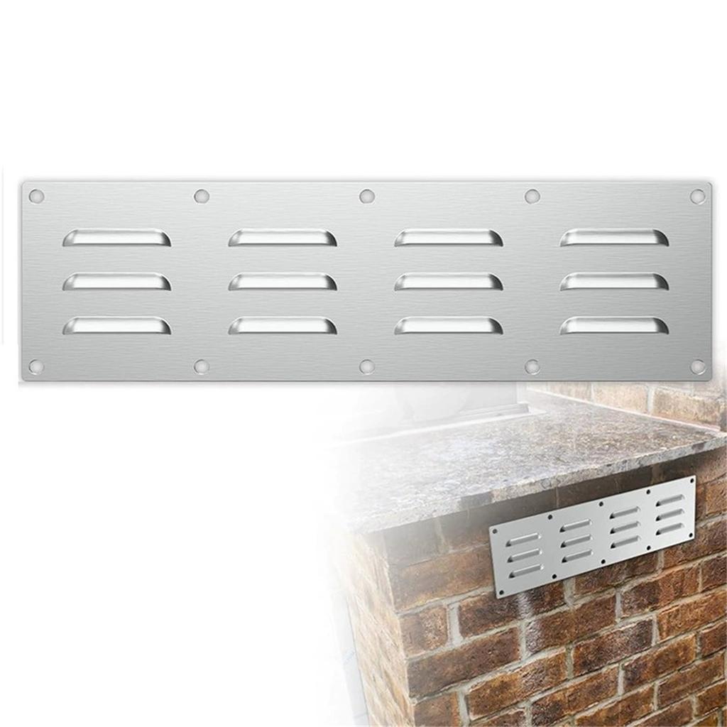2 Pack Stainless Steel Venting Panel for Grill Accessory Stainless Steel Vent Cover Grill Vent for Masonry Fire Pits Outdoor Kitchen Vent, 15x 4-1/2IN