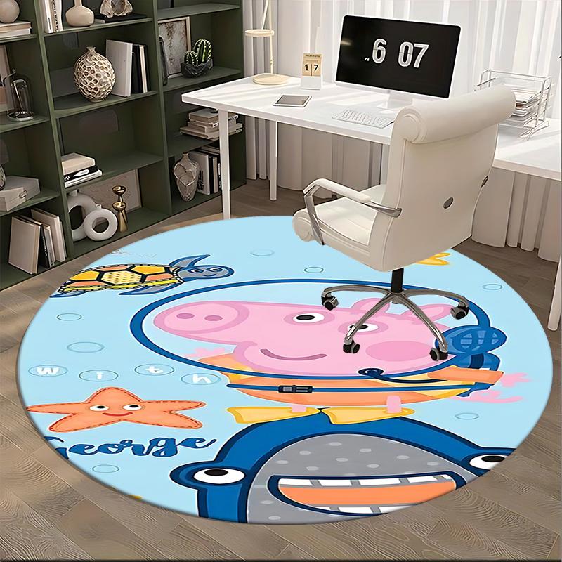Peppa Pig George Underwater Adventure Chair Mat - Round Carpet Home Decor, Office Gift, Suitable for Bedroom, Living Room, Various Rooms0271b
