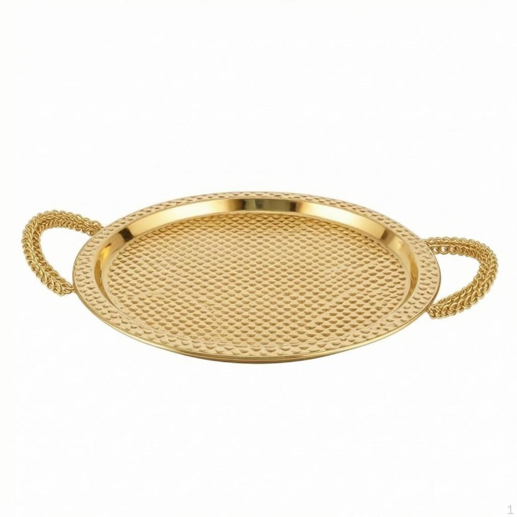 Metal Serving Tray with Handles Textured Platter Versatile