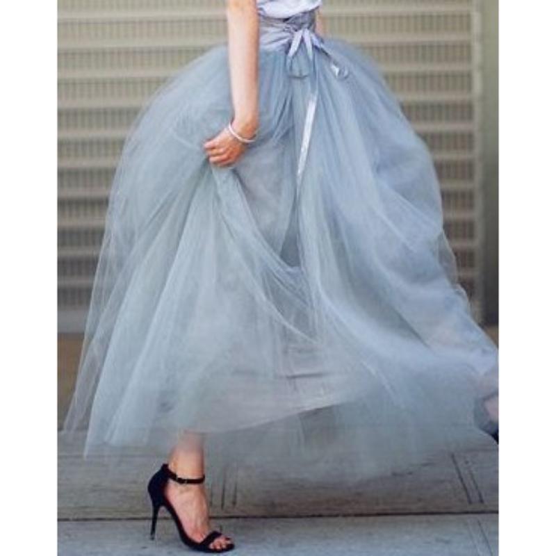 

Спідниця для випускного Qooth Жіноча Вечірня Тюлева Спідниця-бальна сукня Faldas Mujer Пояс-краватка Спідниця-пачка QT2178 Free Size сірий