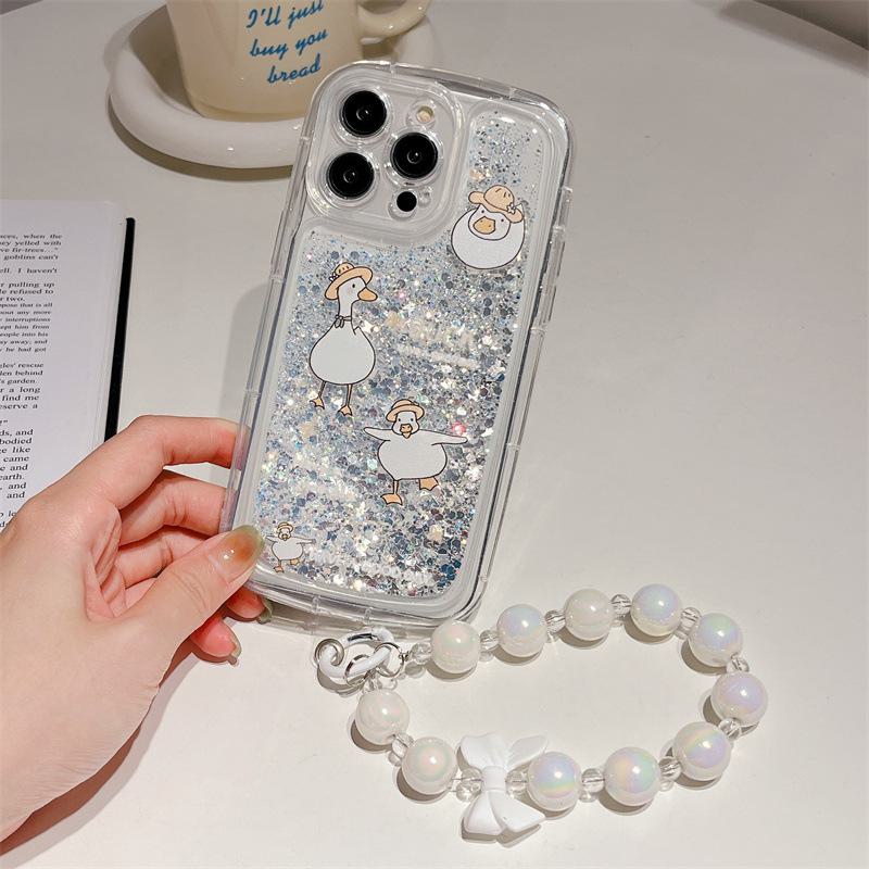 Glowing Quicksand Silicone Case for Apple 14 ProMax, 12, 11, XS, 8P, 13 - Anti-Fall Duck Tide