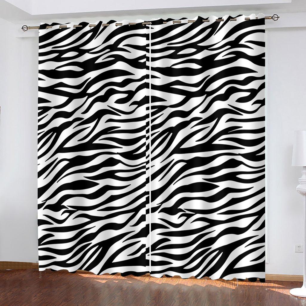 Zebra proužky Živé zvířecí vzory na okenní panely Závěsy do dětského pokoje Obývací pokoj Chodba Dekorace Kuchyně Závěsy