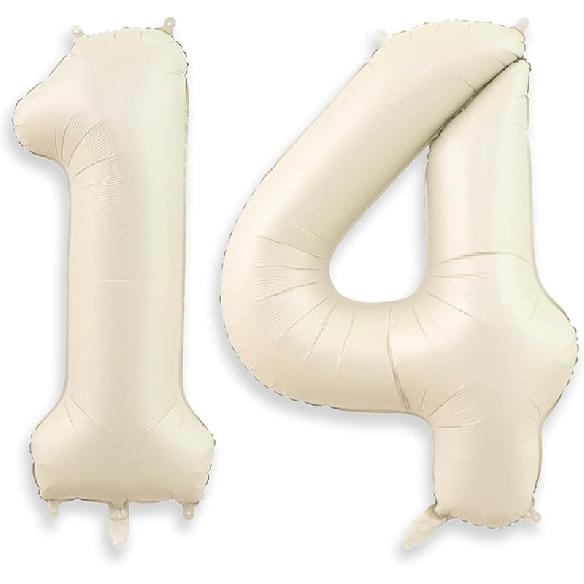 40 Inch Cream White 1 Balloon Numbers, Large Number 1 Balloon Foil Helium Number Balloons, Big 1st Foil Birthday Balloons for Boys Girls 1st Birthday