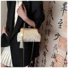 Chinese Style Embroidered Clutch Bag Silk Women's Fashion Shoulder Crossbody Bag with Shell Lock Chain