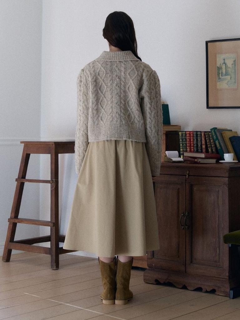 Fabric Seoul Pintuck Banding Long Skirt_Beige