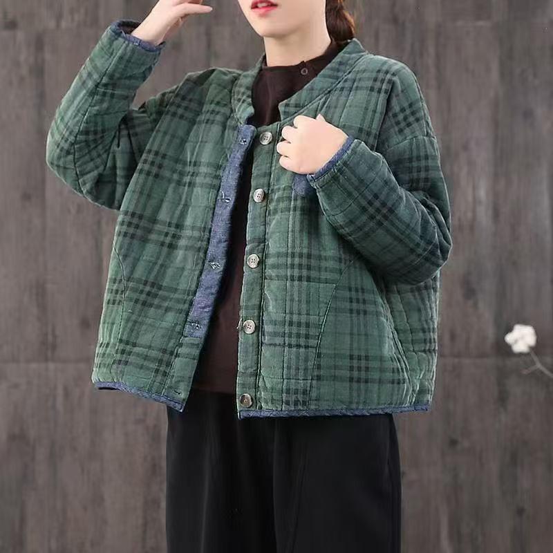 2025 Autumn/Winter Retro Plus Size Thickened Floral Padded Jacket for Middle-Aged and Elderly Women
