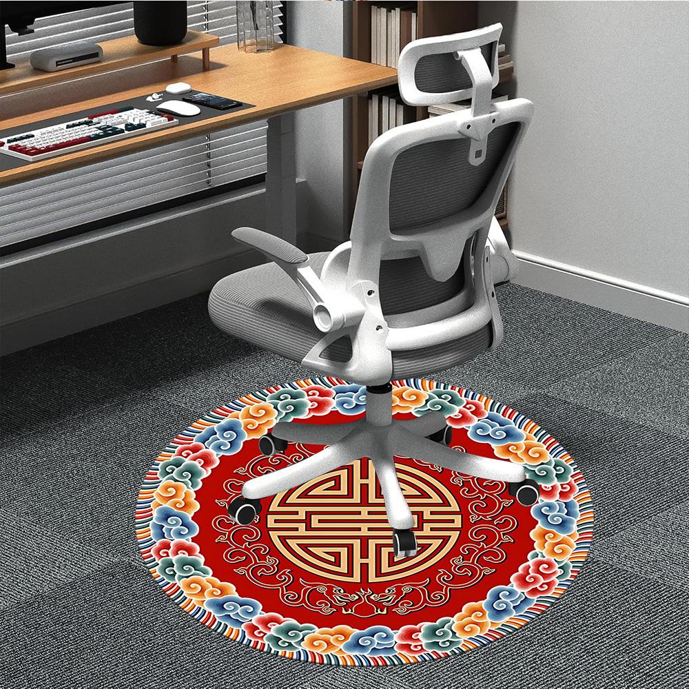 1pc Dragon Clouds "Lucky Symbol" Office Round Area Rug, Indoor Mat Suitable For Office, Under Office Chairs Bedroom Living Room Home Décor
