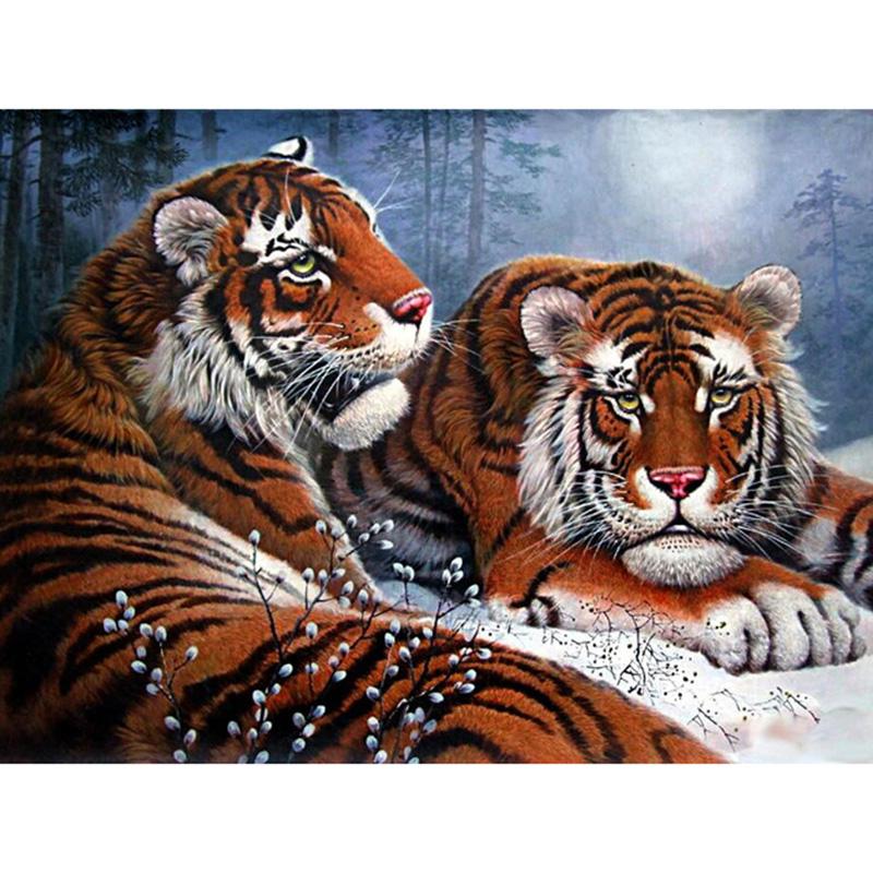 Animal DIY 5D Diamond Painting Cross Stitch Tiger Diamond Embroidery Full Round Resin Mosaic Rhinestones Handmade Holiday Gift