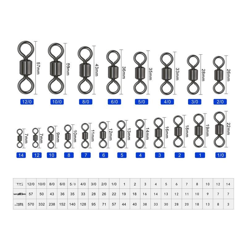 Fishing Accessories Fishing Tackle Supplies Swivel Figure-8 Ring Connector 8-Shaped High-Tensile Copper-Nickel Plating Swivel (black,#2) чёрный
