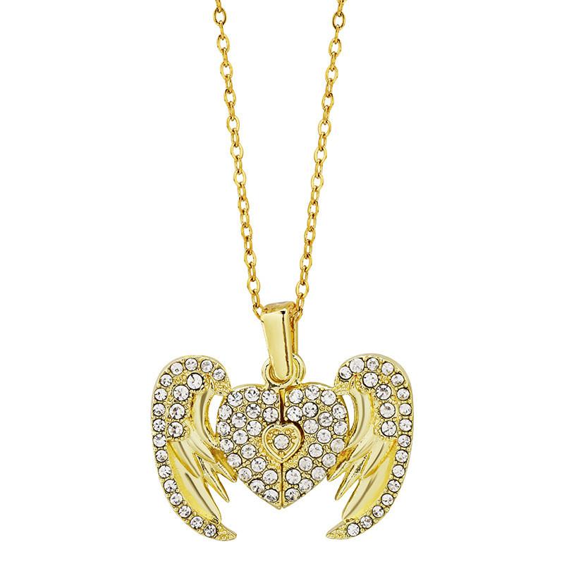 Creative Openable Heart Shaped Angel Wings Pendant Necklace For Women With Customizable Engraving