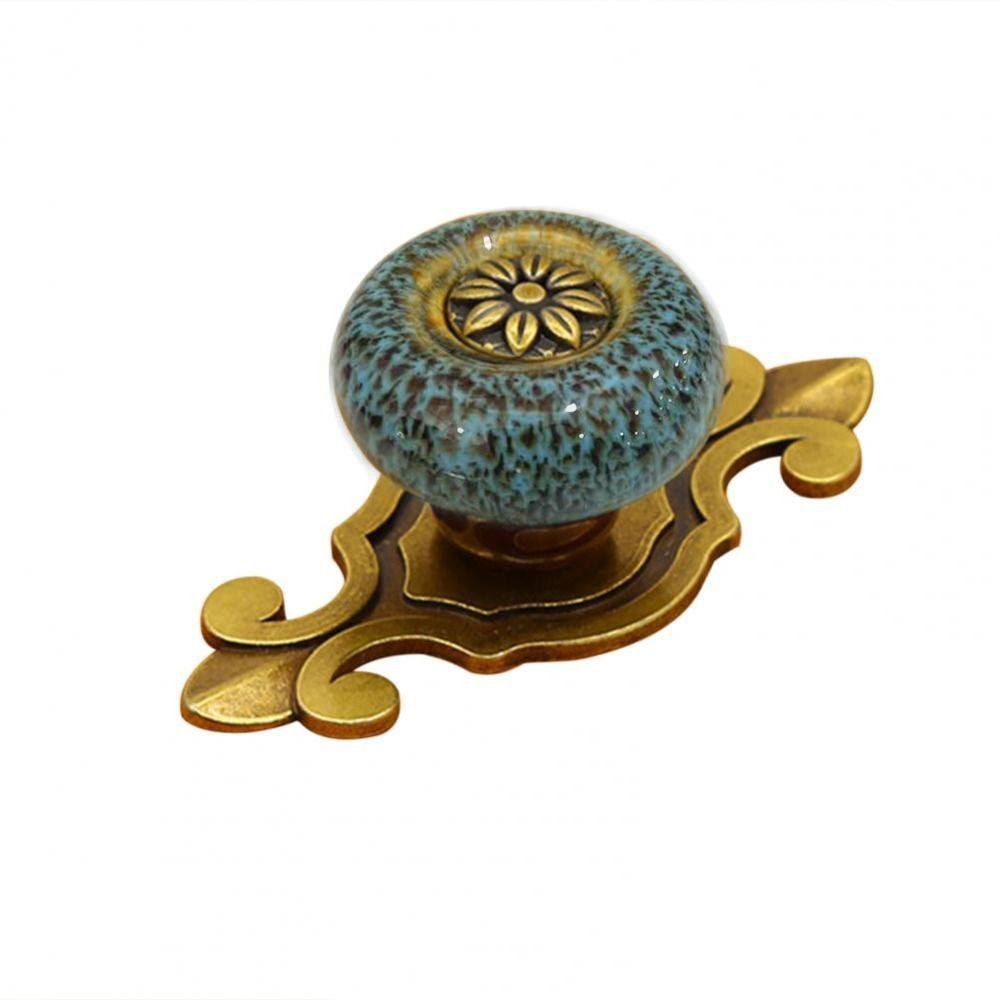 Ceramic Door Knob Ethnic Style Drawer Knobs Vintage Flower Pull Handle Wardrobe