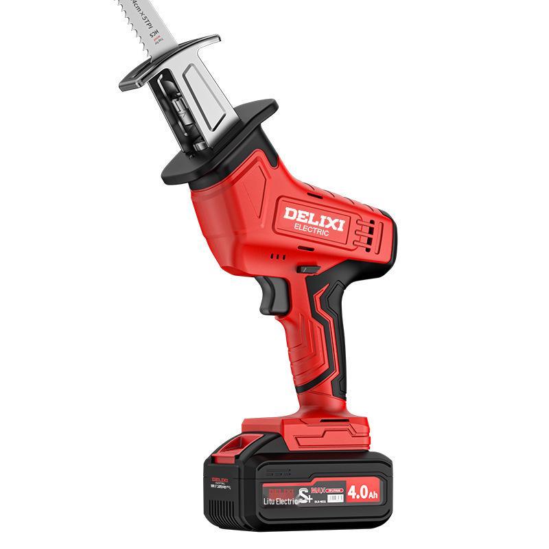 Delixi Rechargeable Handheld Reciprocating Saw - Compact Electric Saw for Home and Outdoor Use