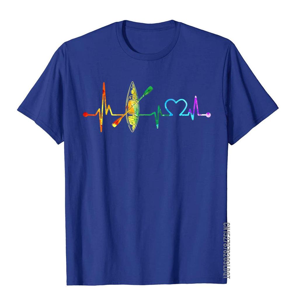 Kayaking Lover My Heartbeat Is A Kayak Vintage Color TShirt Printed On Tops  Tees Cotton Male T Shirt Simple Style On Sale