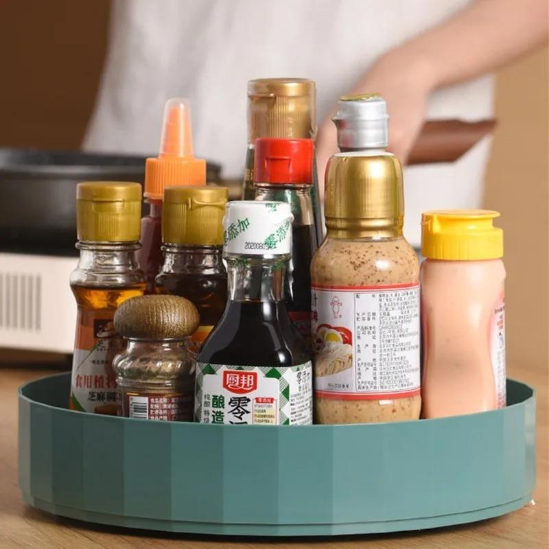 Rotation Non-Skid Spice Rack Pantry Cabinet Turntable With Wide Base Storage Bin Rotating Cosmetics Organizer For Kitchen Tools
