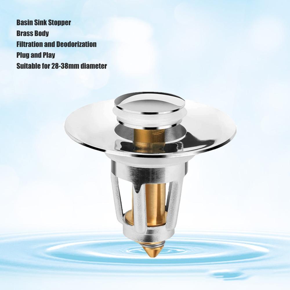 Push Button Sink Drain Stopper Stainless Steel Basin Drain Filter Sink Strainer  Utility Sink