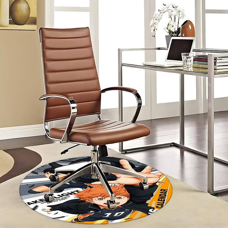 1pc Haikyuu!! Anime Round Carpet  Office Chair Mat, AntiSlip Rug with  Take Flight Spread Your Wings Fly Away  Design, Gift, Suitable for Office 80cm