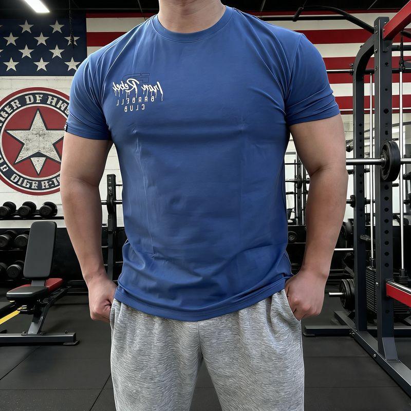 Muscle Men Bodybuilding Training Pure Cotton Loose round Neck Short Sleeve